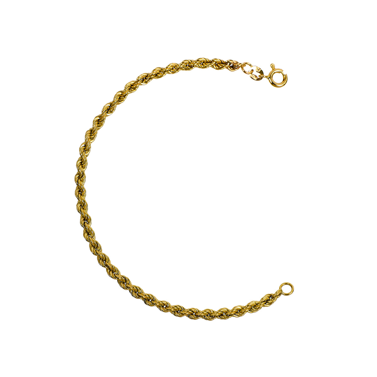 Pre-Owned 9ct Gold Rope Chain Bracelet 7 Inch