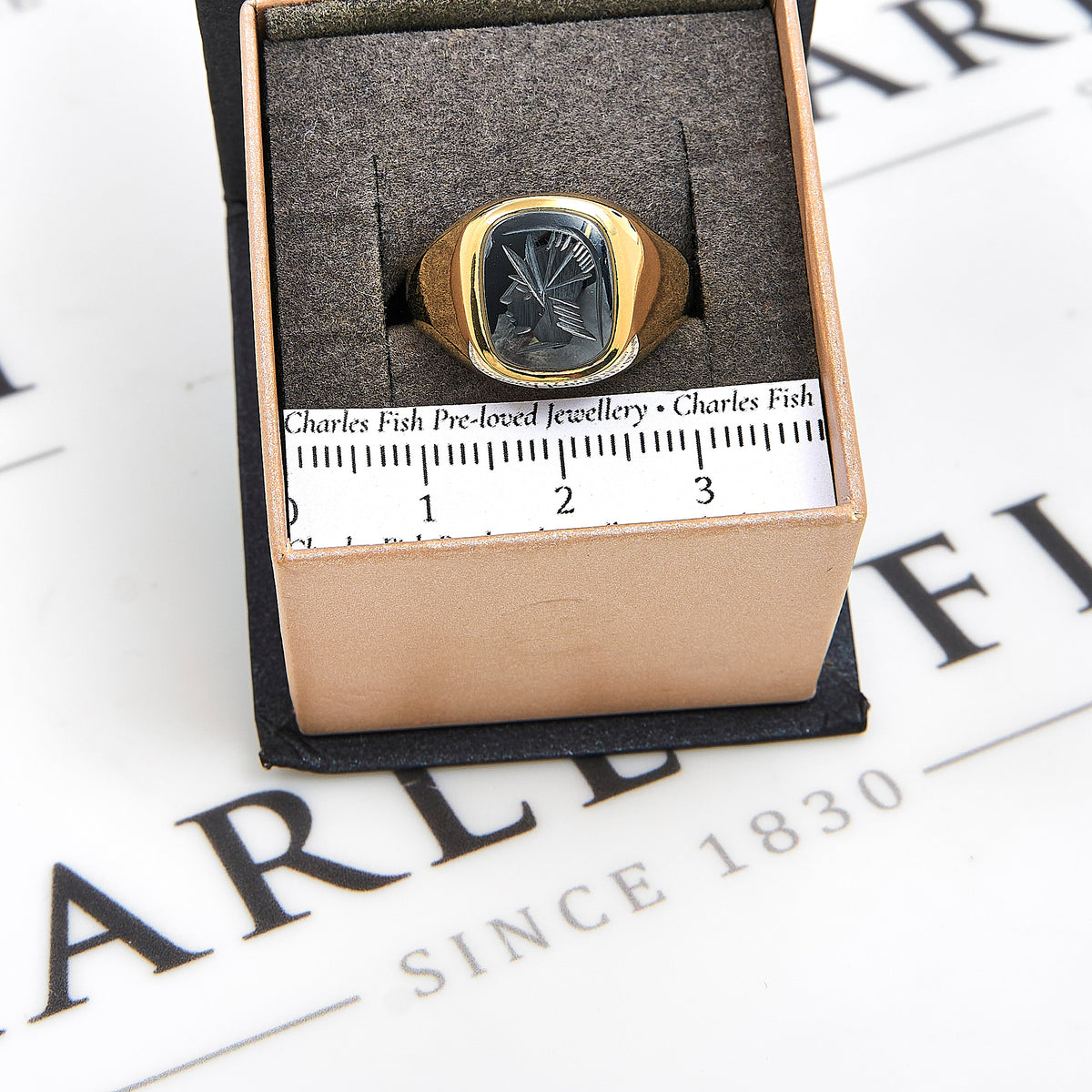 Pre-Owned 9ct Gold Intaglio Hematite Signet Ring Size S