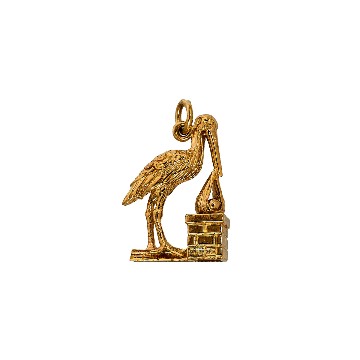 Pre-Owned 9ct Gold Stork & Baby Charm