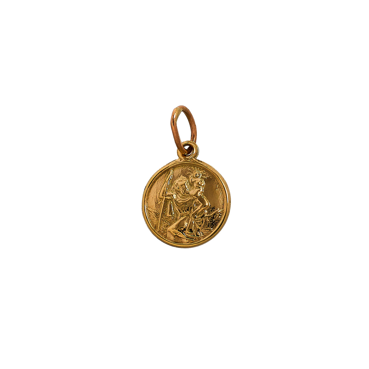 Pre-Owned 9ct Gold Round St Christopher Pendant PETITE
