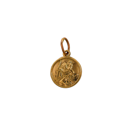 Pre-Owned 9ct Gold Round St Christopher Pendant PETITE