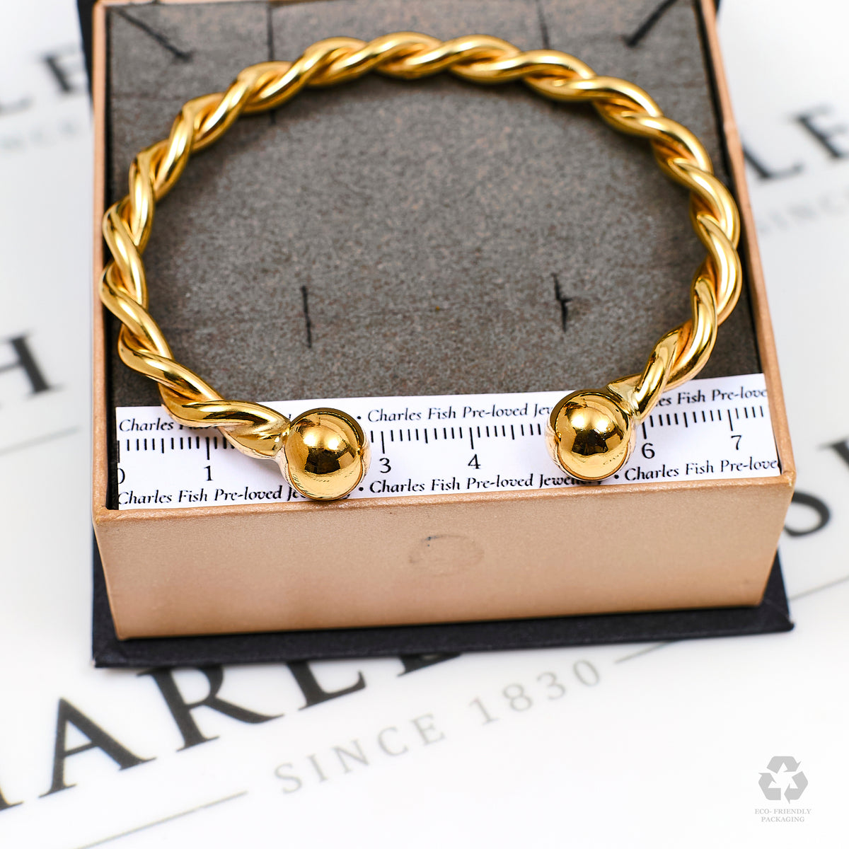 Pre-Owned 9ct Gold Twist Torque Bangle
