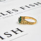 Pre-Owned 9ct Gold Diamond & Emerald Cluster Ring Size S.5