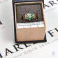 Pre-Owned 9ct Gold Diamond & Emerald Cluster Ring Size S.5