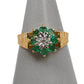 Pre-Owned 9ct Gold Diamond & Emerald Cluster Ring Size S.5