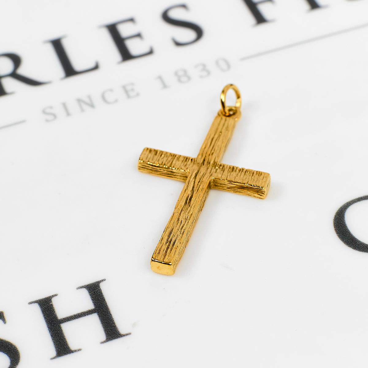 Pre-Owned 9ct Gold Barked Cross Pendant