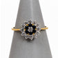 Pre-Owned 9ct Gold Sapphire & CZ Cluster Ring Size N