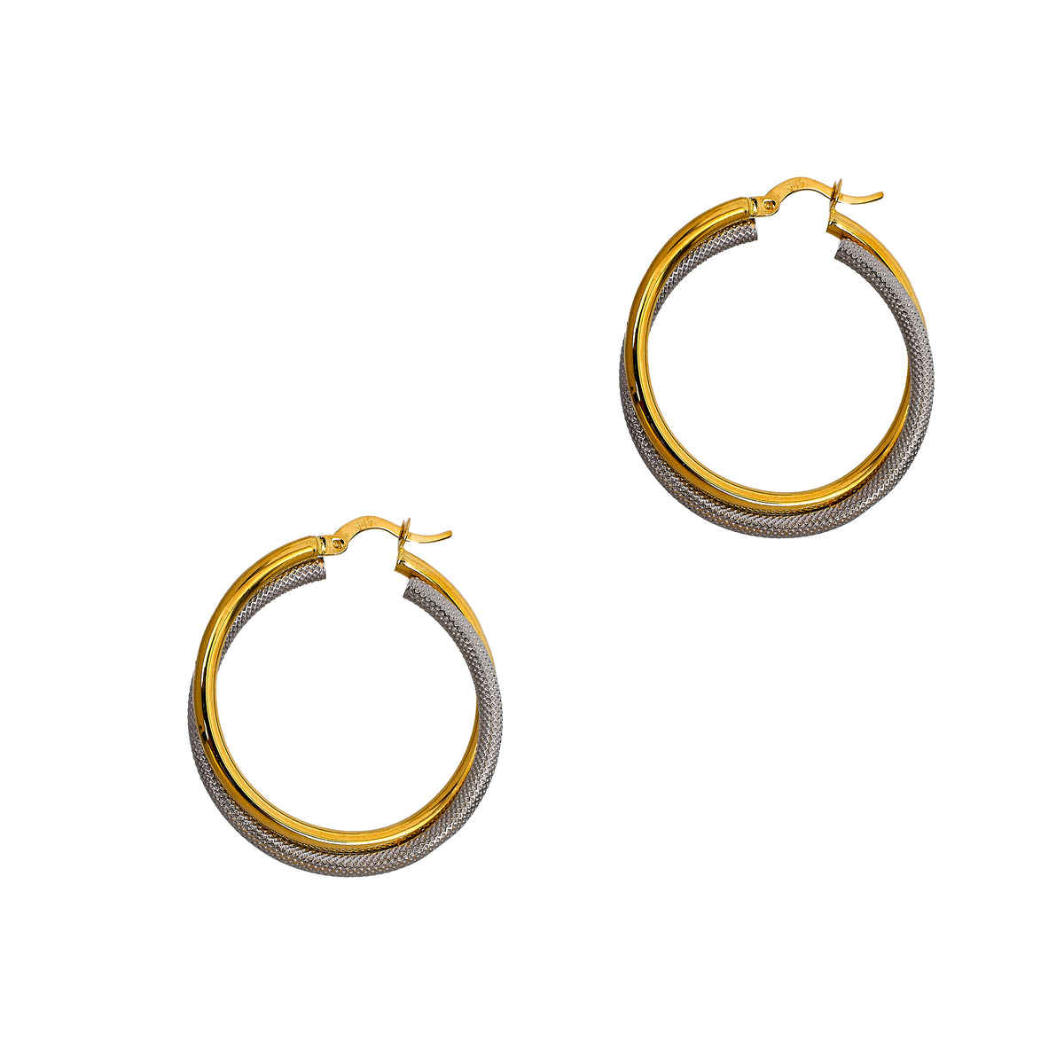 Pre-Owned 14ct Gold 2 Tone Creole Hoop Earrings