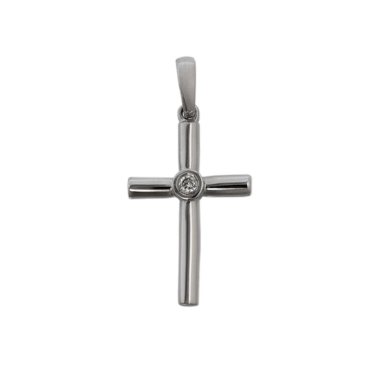 Pre-Owned 9ct White Gold Diamond Cross Pendant