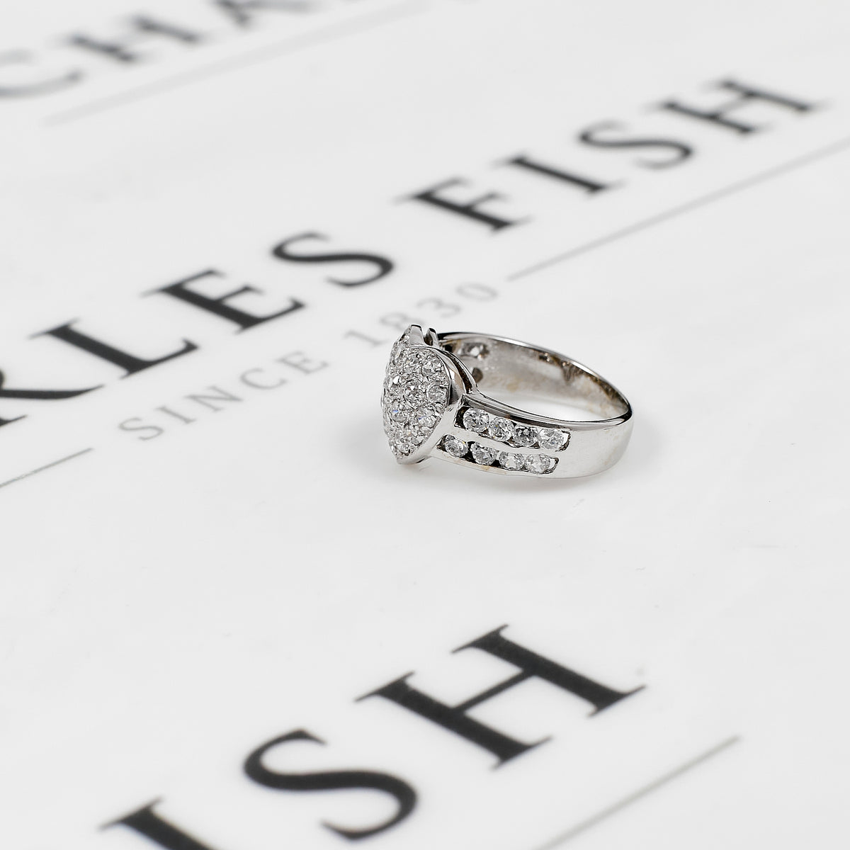 Pre-Owned 9ct White Gold Multi CZ Heart Ring Size K