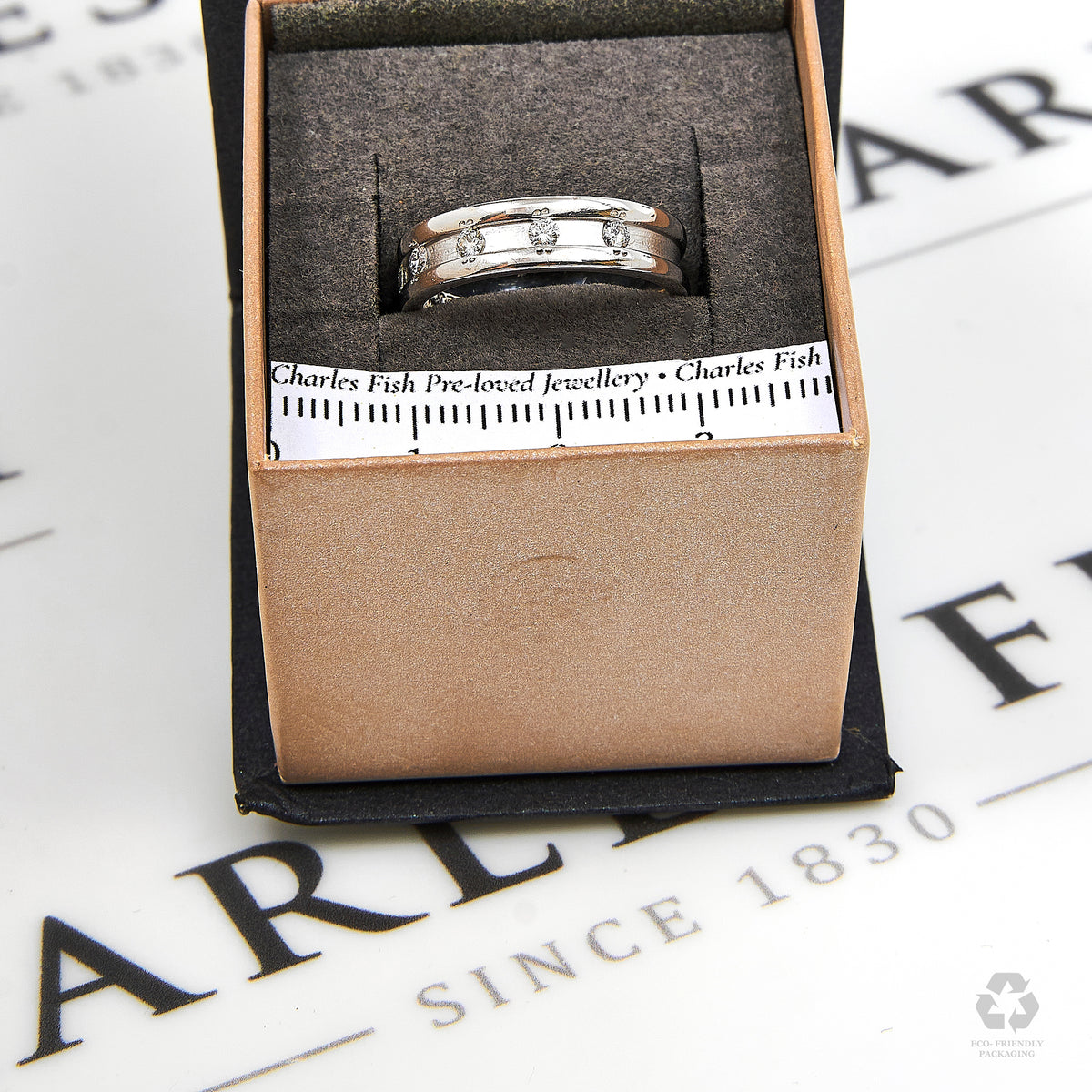 Pre-Owned 18ct White Gold 5 Diamond Band Ring Size L.5
