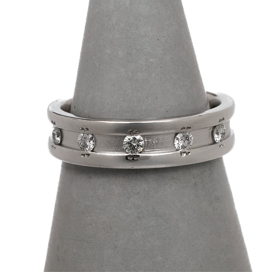 Pre-Owned 18ct White Gold 5 Diamond Band Ring Size L.5