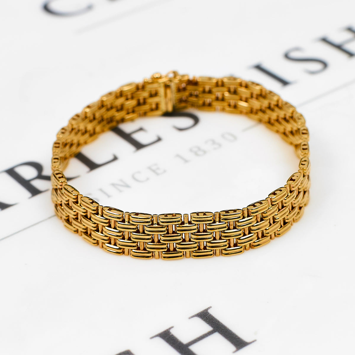 Pre-Owned 9ct Gold Brick Link Bracelet 7 Inch