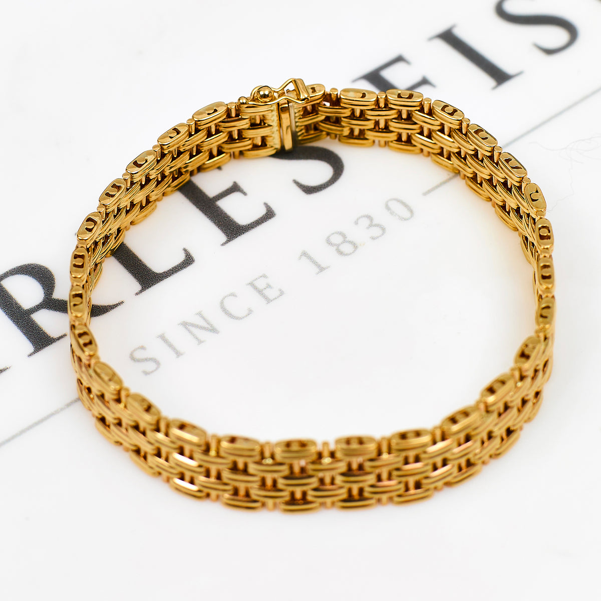 Pre-Owned 9ct Gold Brick Link Bracelet 7 Inch