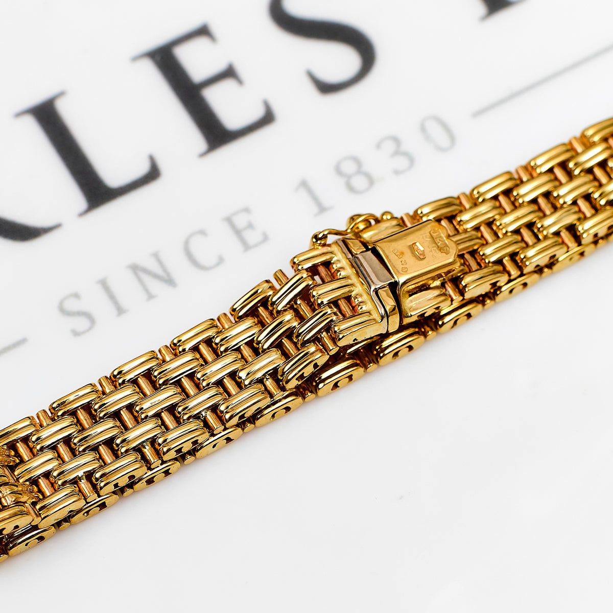 Pre-Owned 9ct Gold Brick Link Bracelet 7 Inch