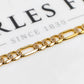 Pre-Owned 9ct Gold 2 Tone Figaro Chain Bracelet 7.5 Inch
