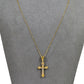 Pre-Owned 14ct Gold 2 Tone Crucifix Pendant & Chain 17 Inch