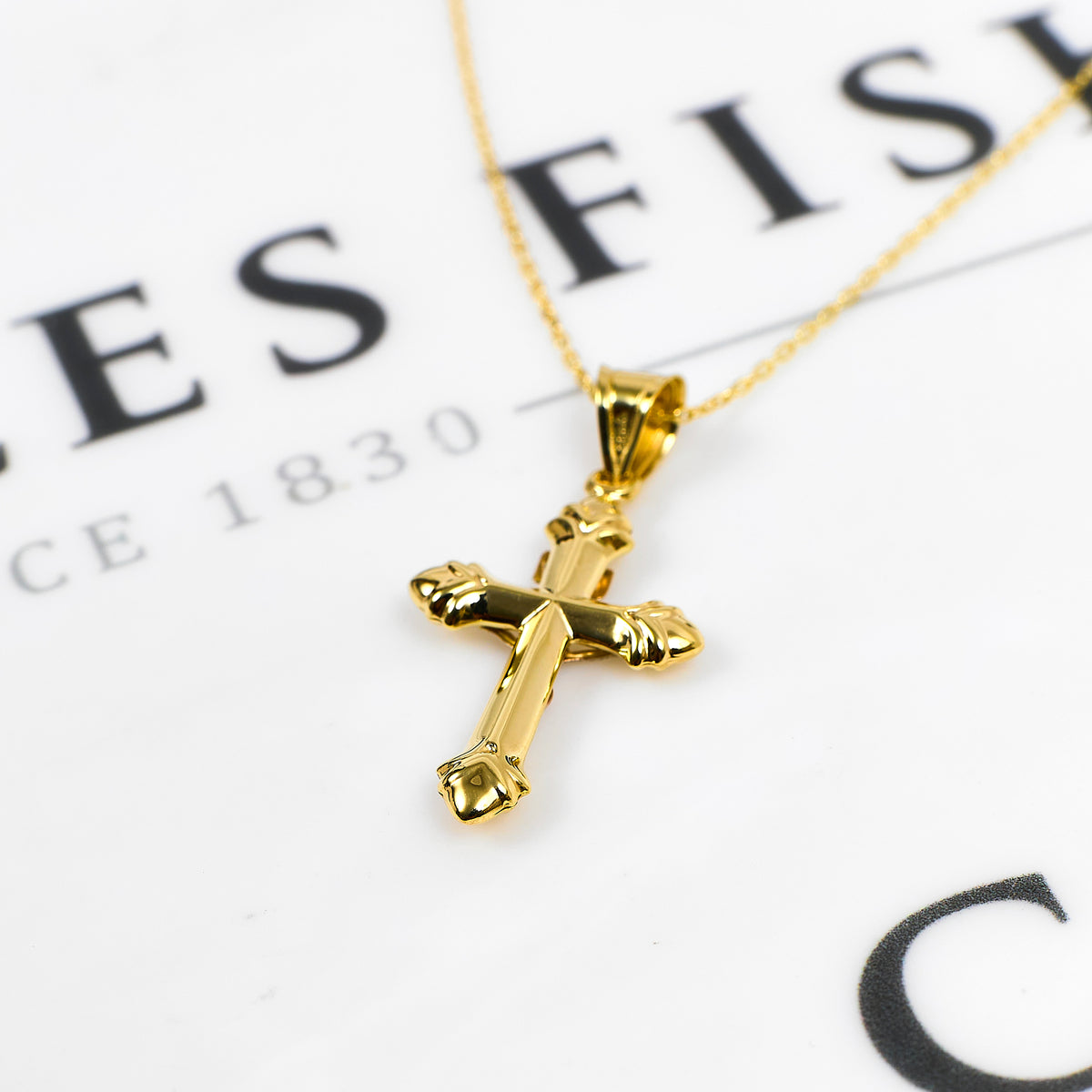 Pre-Owned 14ct Gold 2 Tone Crucifix Pendant & Chain 17 Inch