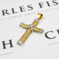 Pre-Owned 9ct Gold CZ Patterned Cross Pendant