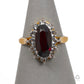 Pre-Owned 9ct Gold Glass Filled Ruby & Diamond Cluster Ring