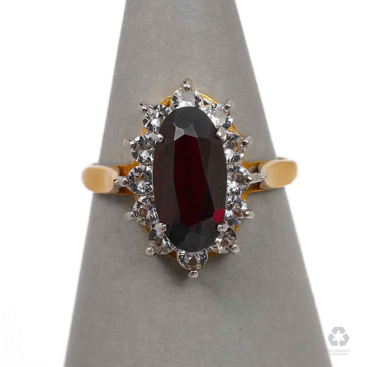 Pre-Owned 9ct Gold Glass Filled Ruby & Diamond Cluster Ring