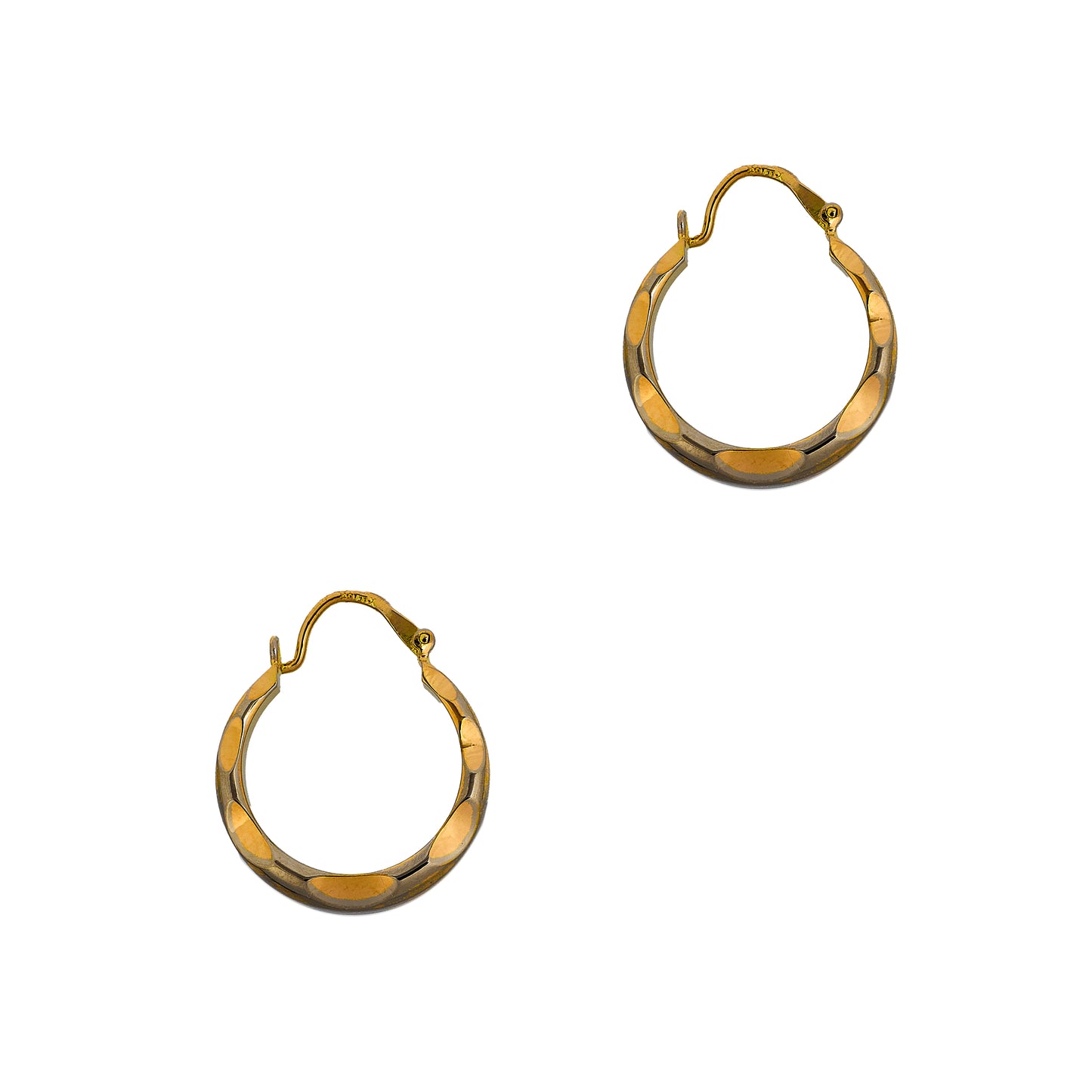 Pre-Owned 9ct Gold Faceted Hoop Earrings