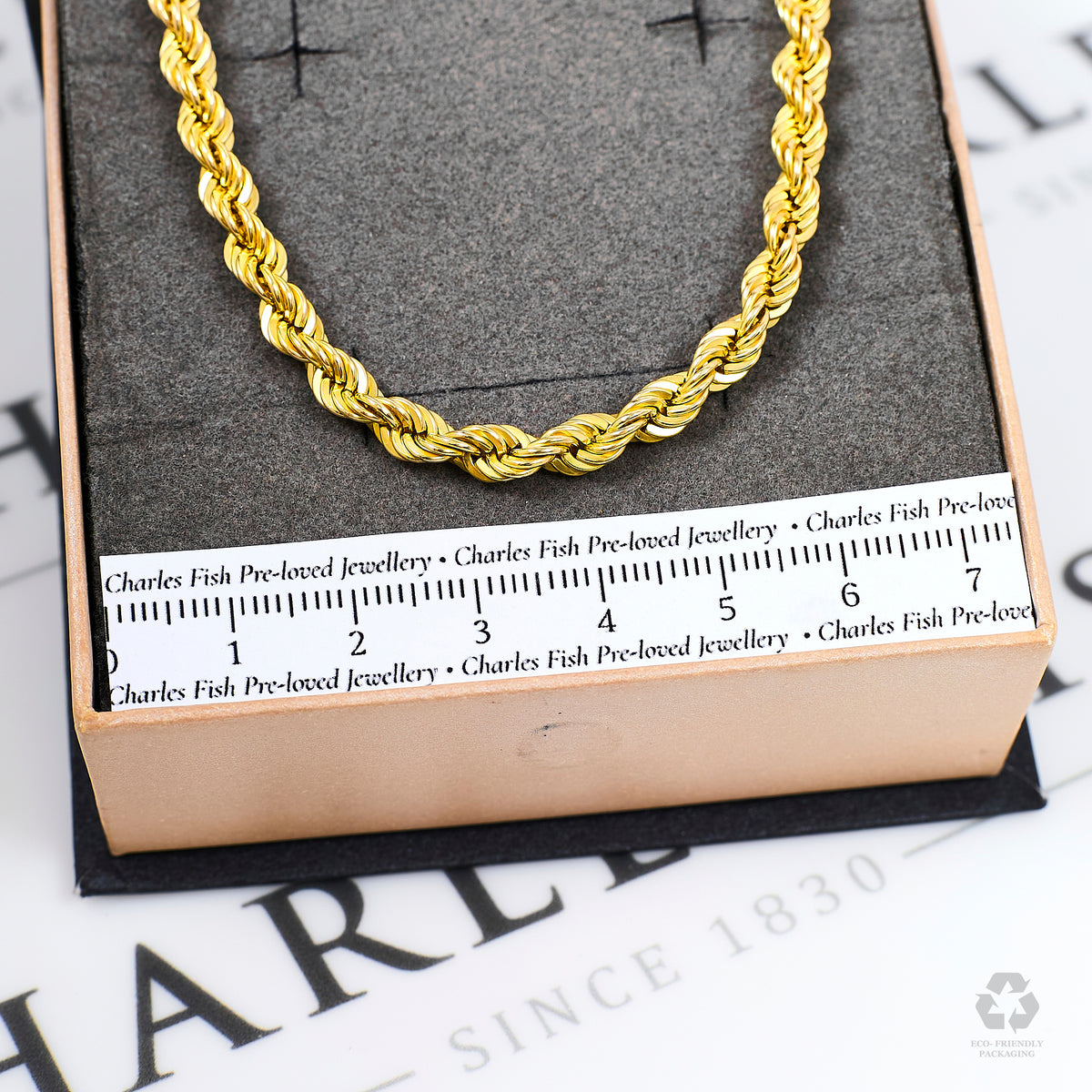 Pre-Owned 9ct Gold Rope Chain Bracelet 7.5 Inch