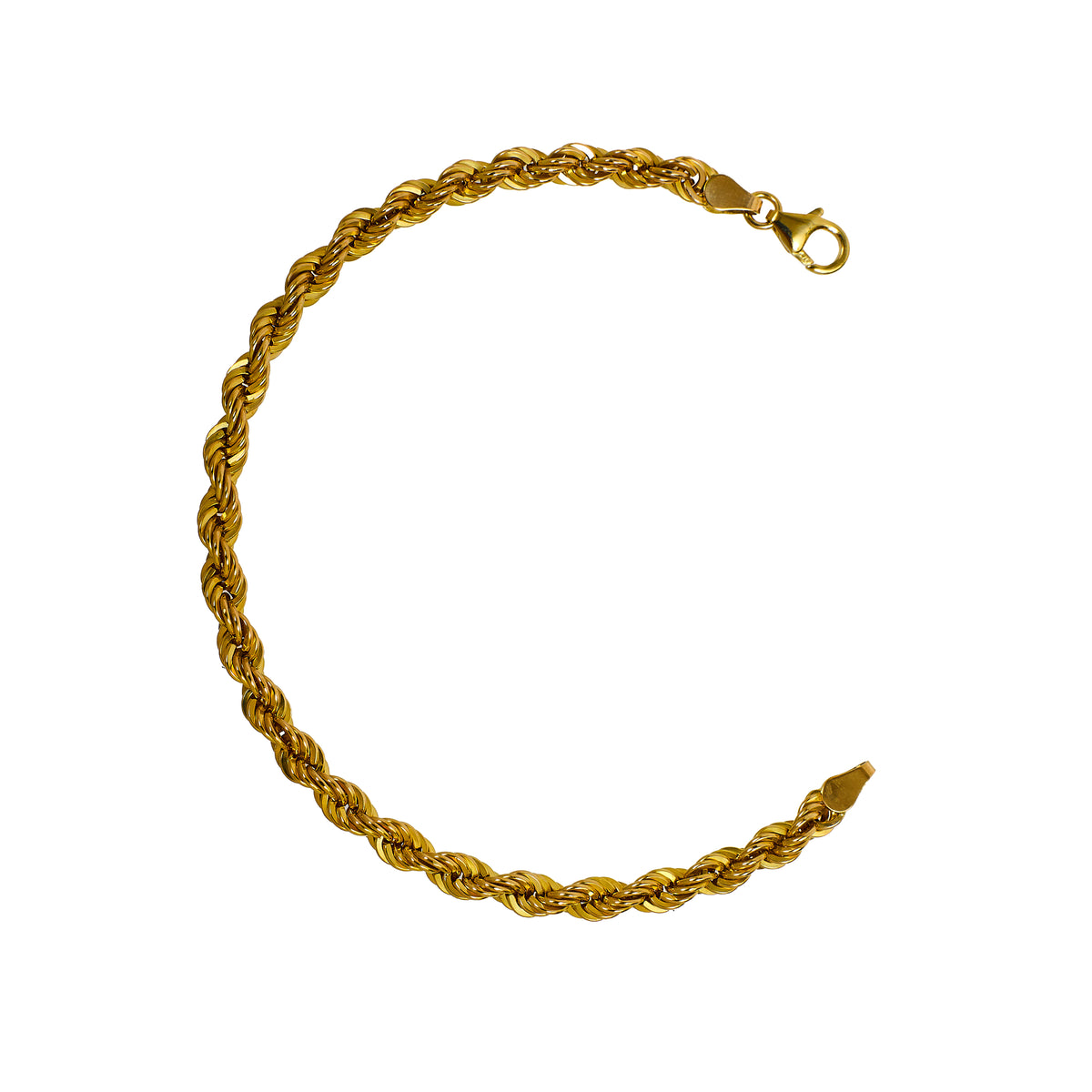 Pre-Owned 9ct Gold Rope Chain Bracelet 7.5 Inch