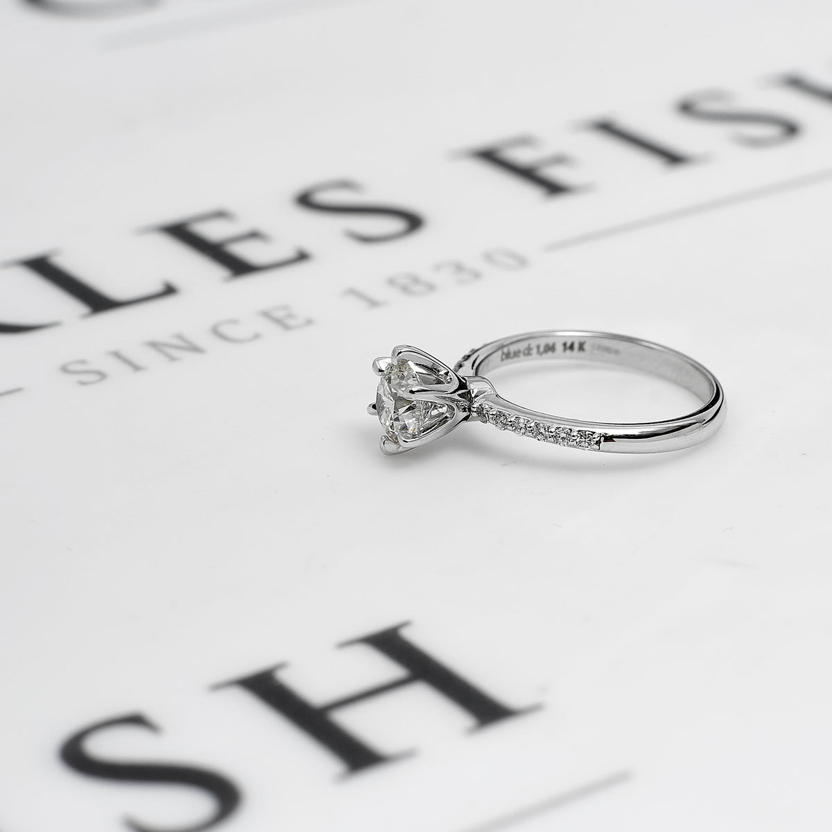 Pre-Owned 14ct White Gold Diamond Solitaire Ring Size L