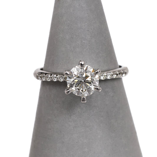 Pre-Owned 14ct White Gold Diamond Solitaire Ring Size L