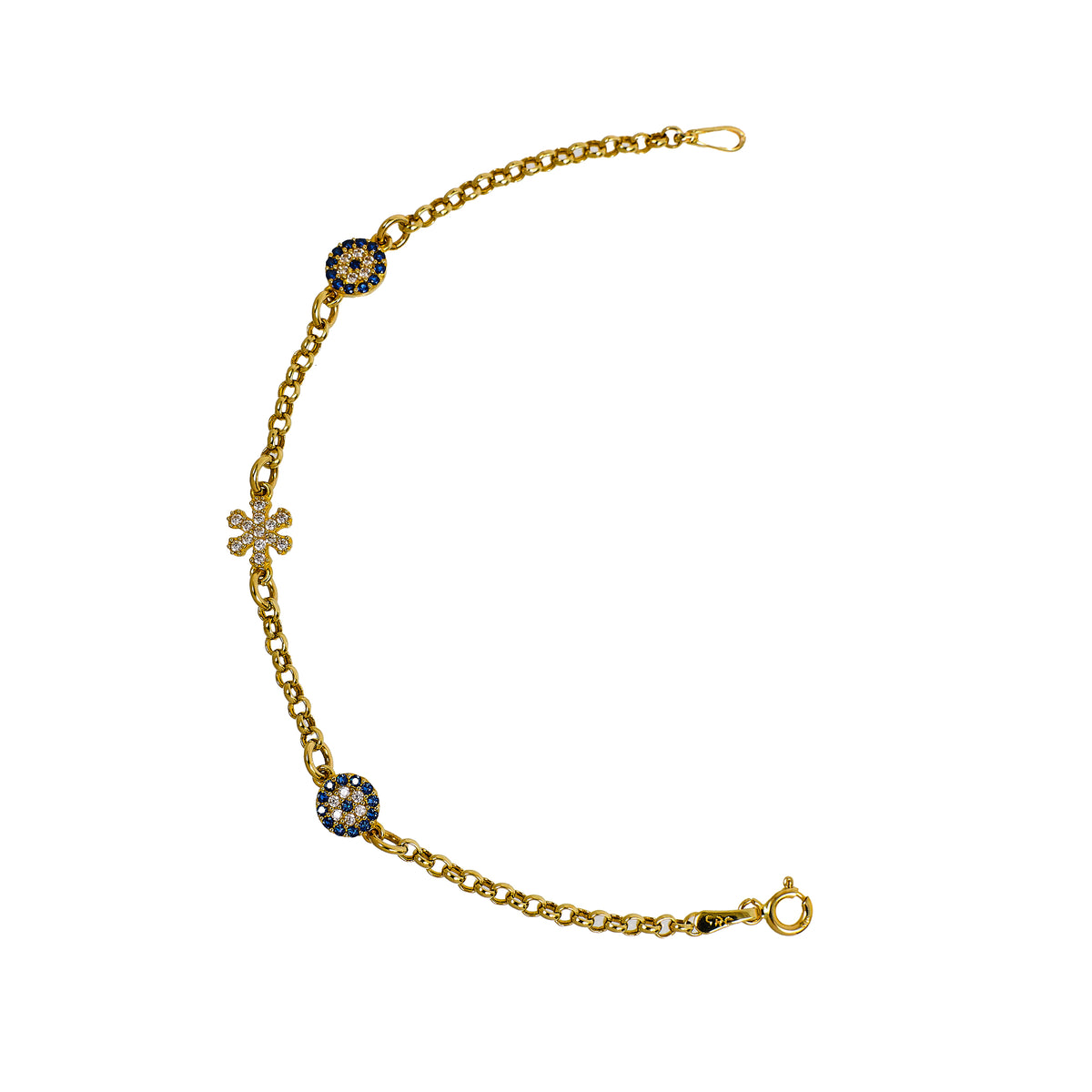 Pre-Owned 14ct CZ Gold Belcher Chain Bracelet 6 Inch