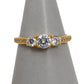 Pre-Owned 9ct Gold 3 CZ & CZ Sides Ring Size Q