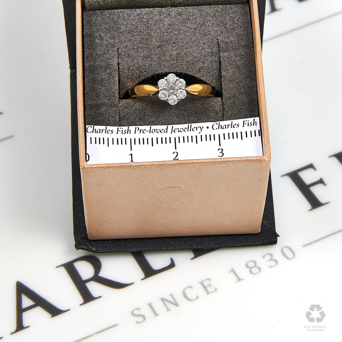 Pre-Owned 18ct Gold Diamond Cluster Ring Size N