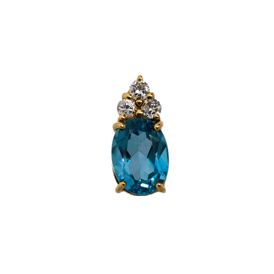 Pre-Owned 18ct Gold Topaz & Diamond Pendant