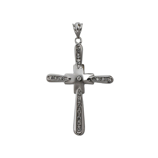 Pre-Owned 9ct White Gold Diamond Cross Pendant