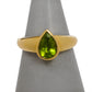 Pre-Owned 9ct Gold Pear Shaped Peridot Ring Size N