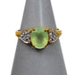 Pre-Owned 9ct Gold Oval Prehnite & 6 White Zircon Ring