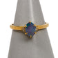 Pre-Owned 9ct Gold Oval Opal Doublet & 2 White Zircon Ring