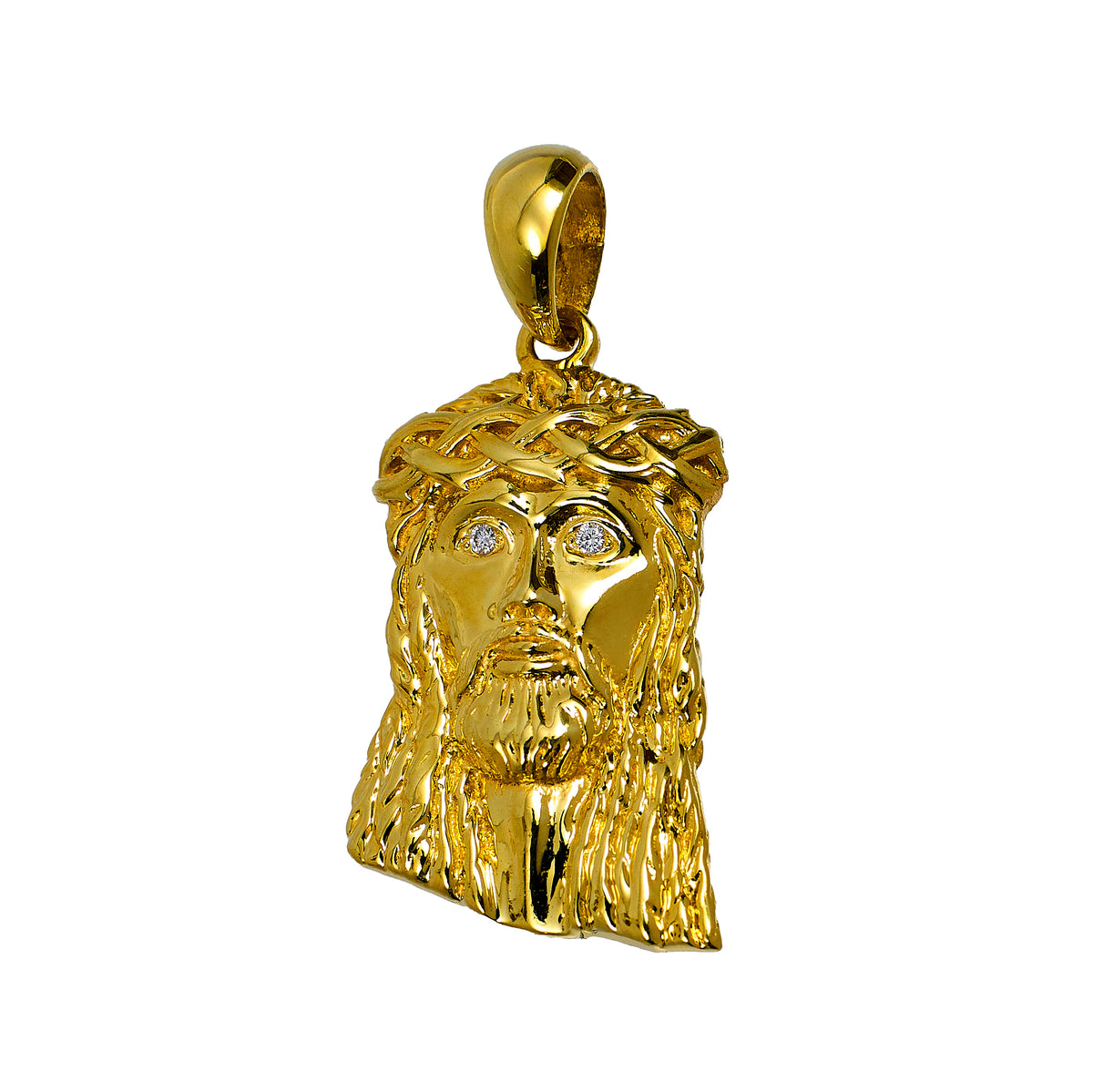 Pre-Owned 18ct Gold Jesus Head Pendant & Diamond Eyes