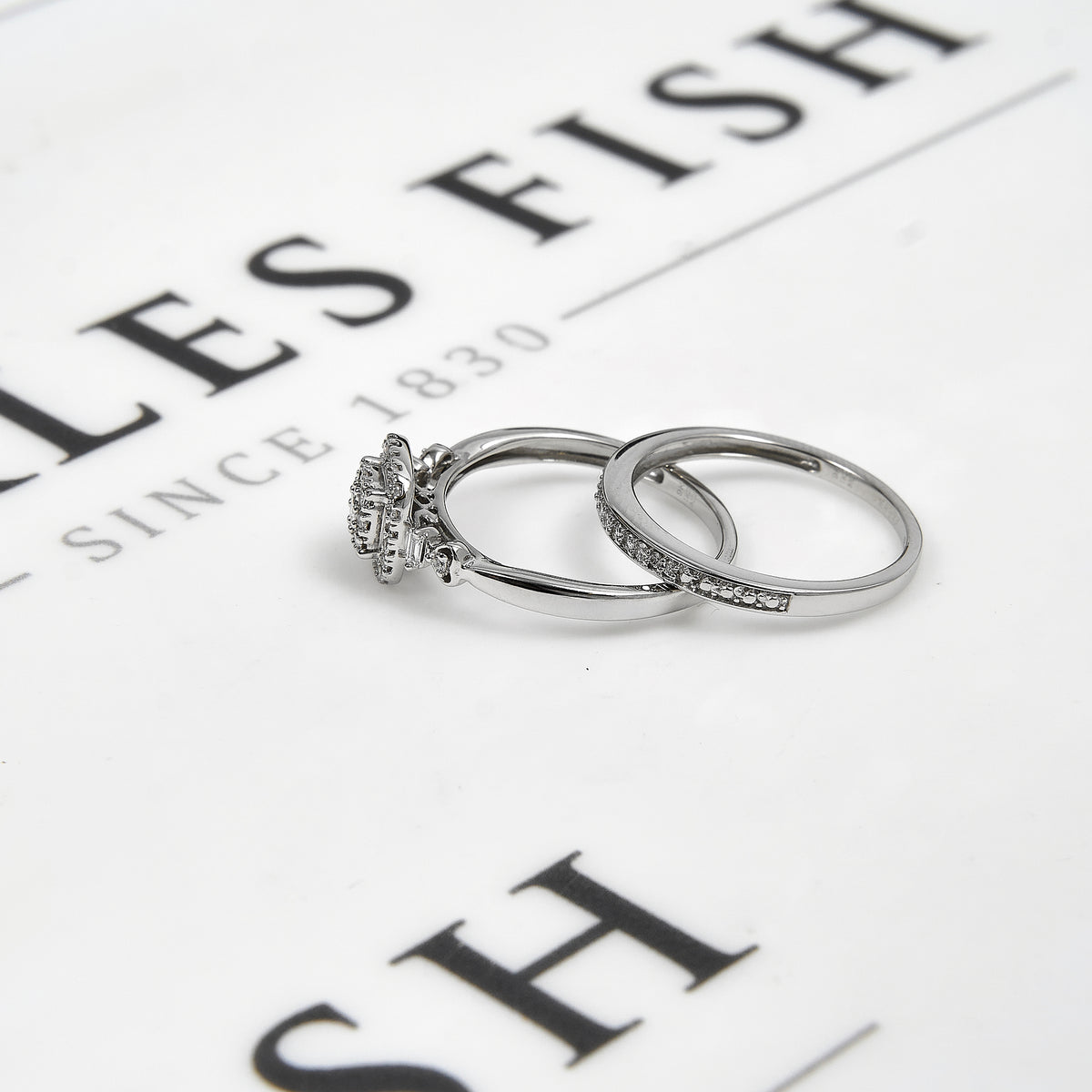 Pre-Owned 9ct White Gold Diamond Ring SET Size N.5