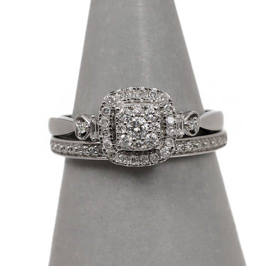 Pre-Owned 9ct White Gold Diamond Ring SET Size N.5