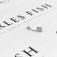 Pre-Owned 9ct White Gold Square CZ Belly Bar