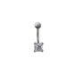 Pre-Owned 9ct White Gold Square CZ Belly Bar