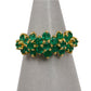 Pre-Owned 9ct Gold Triple Emerald Cluster Ring Size K