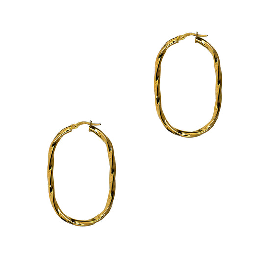 Pre-Owned 18ct Gold Oval Twist Creole Hoop Earrings