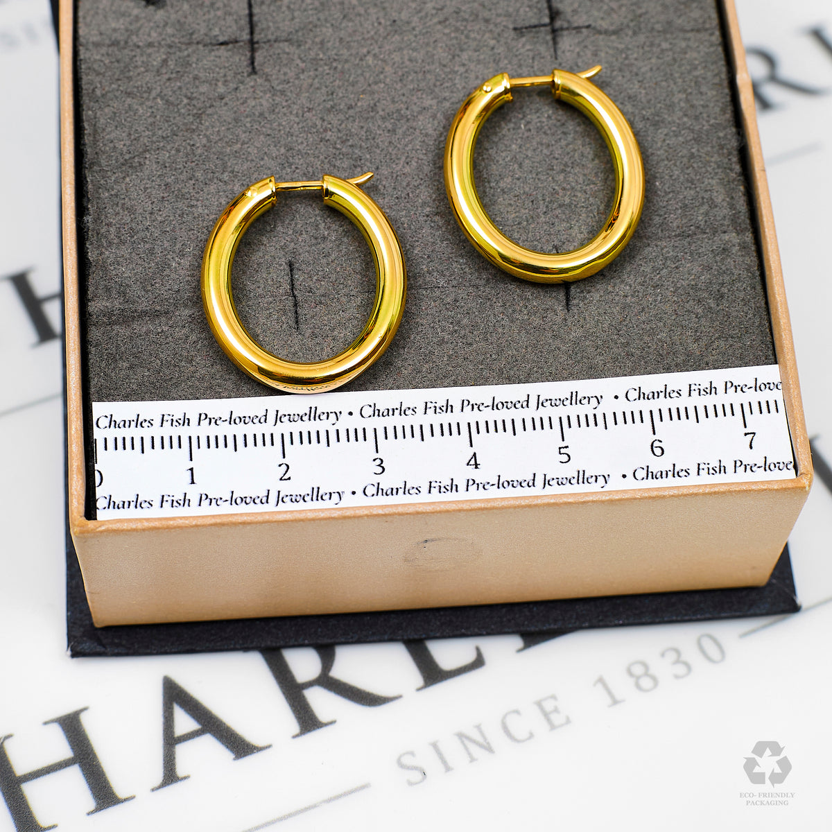 Pre-Owned 18ct Gold Oval Creole Hoop Earrings
