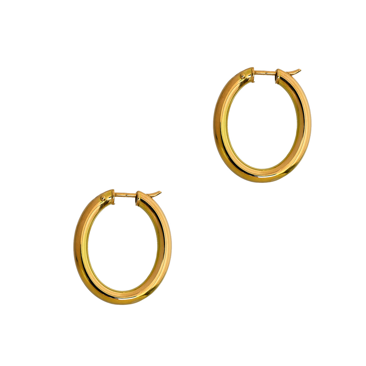 Pre-Owned 18ct Gold Oval Creole Hoop Earrings