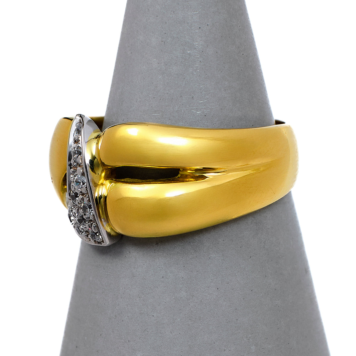 Pre-Owned 18ct Gold CZ Abstract Design Ring Size Q