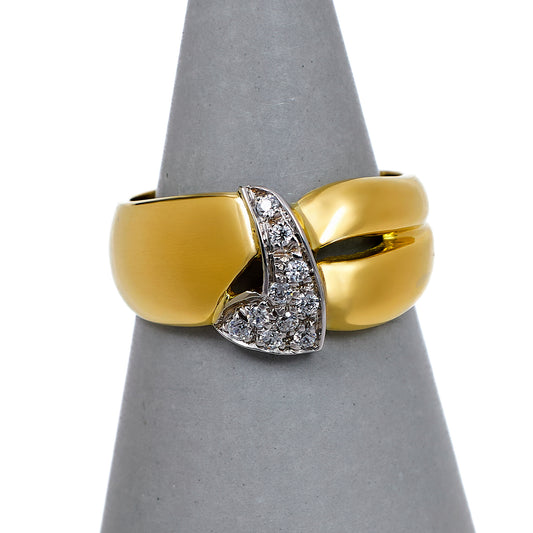 Pre-Owned 18ct Gold CZ Abstract Design Ring Size Q
