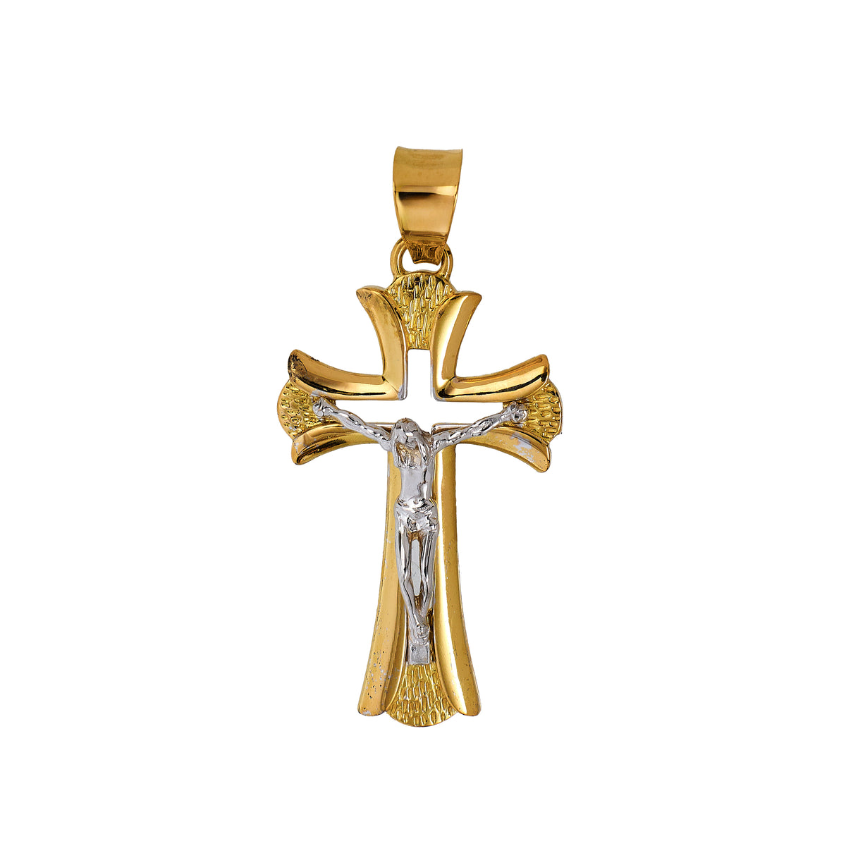 Pre-Owned 18ct Gold 2 Tone Crucifix Pendant